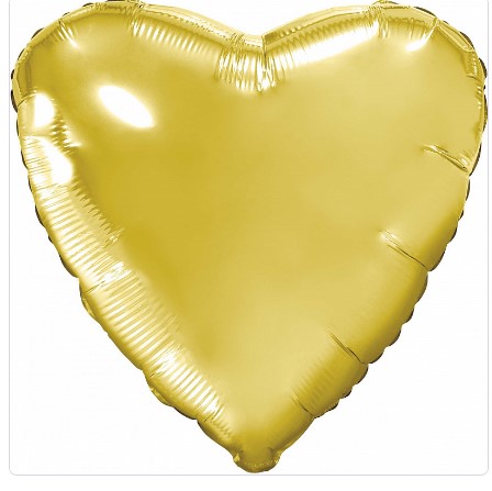 Сердце Светлое золото, фольгированный шар 48см